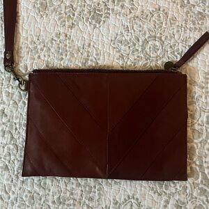 Lucky Brand cognac leather clutch